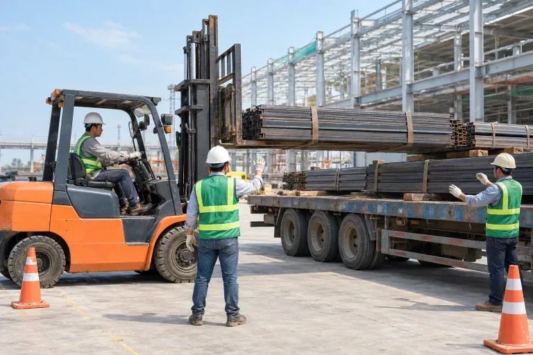 Bốc xếp phế liệu bằng xe nâng