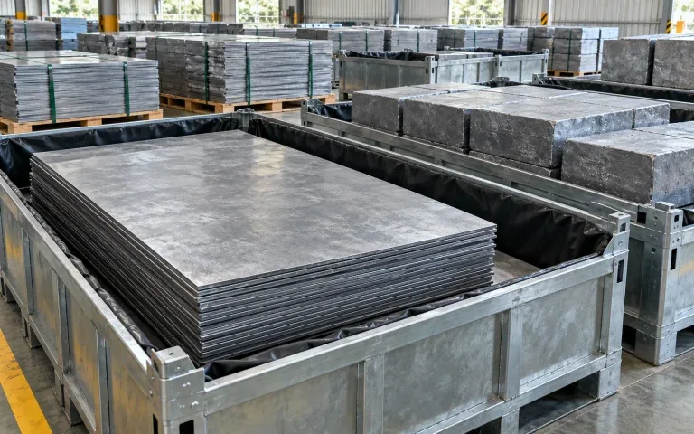 Tấm và khối chì kim loại rắn được lưu giữ an toàn