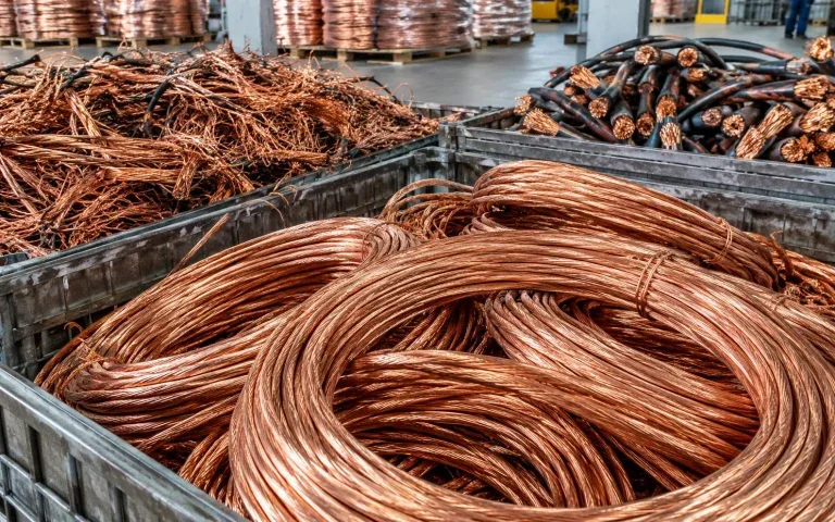 Dây cáp và cuộn đồng phế liệu đã được phân loại