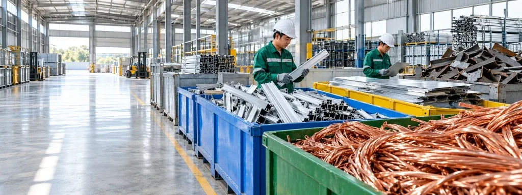 Phế liệu đồng nhôm sắt inox được phân loại trong kho